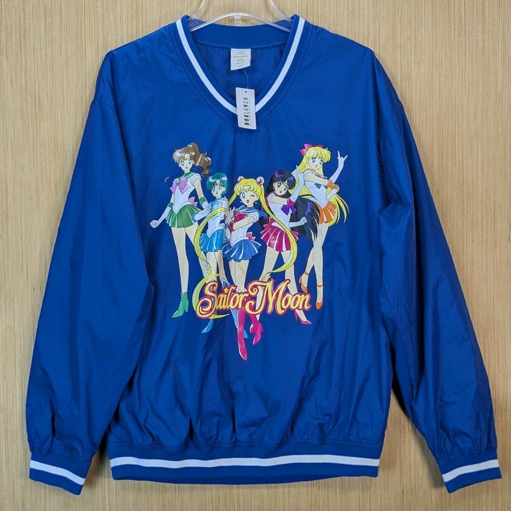 Sailor Moon BoxLunch Blue Windbreaker Jacket V-Neck‎ Pullover Anime Medium